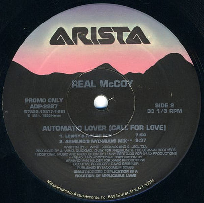 Real McCoy : Automatic Lover (Call For Love) (12", Promo)
