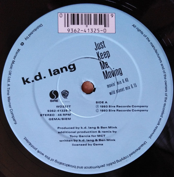 k.d. lang : Just Keep Me Moving (12", Single, Ltd)