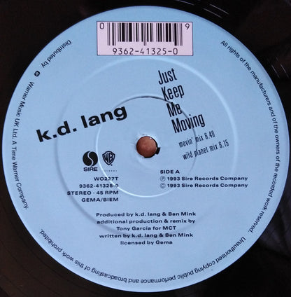 k.d. lang : Just Keep Me Moving (12", Single, Ltd)
