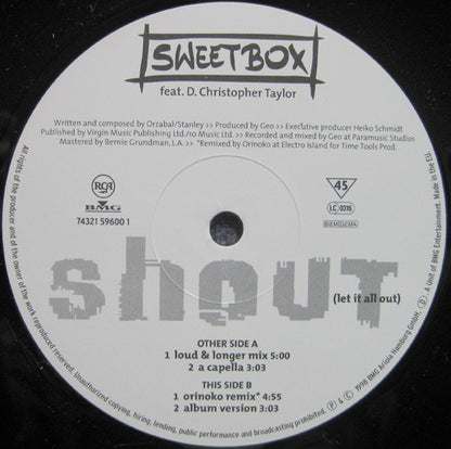 Sweetbox Feat. D. Christopher Taylor : Shout (Let It All Out) (12")