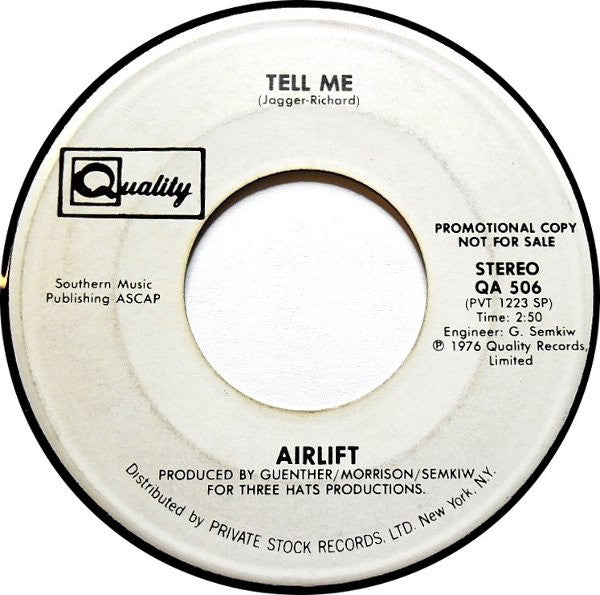 Airlift : Tell Me (7", Promo)