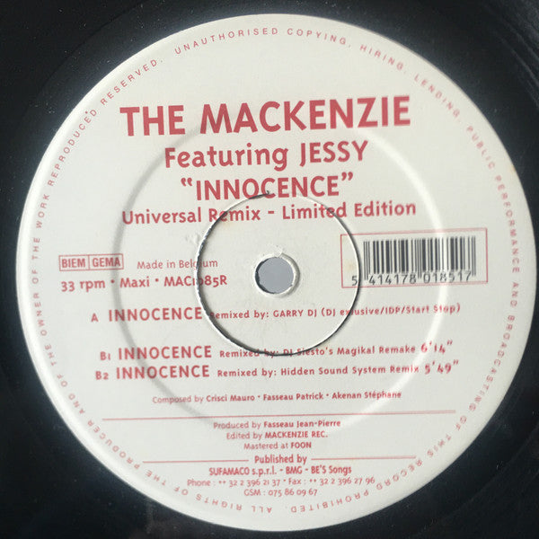 The Mackenzie Featuring Jessy : Innocence (Universal Remix) (12", Maxi, Ltd)