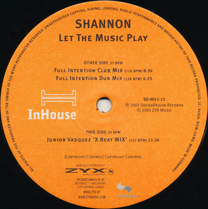 Shannon : Let The Music Play (12")