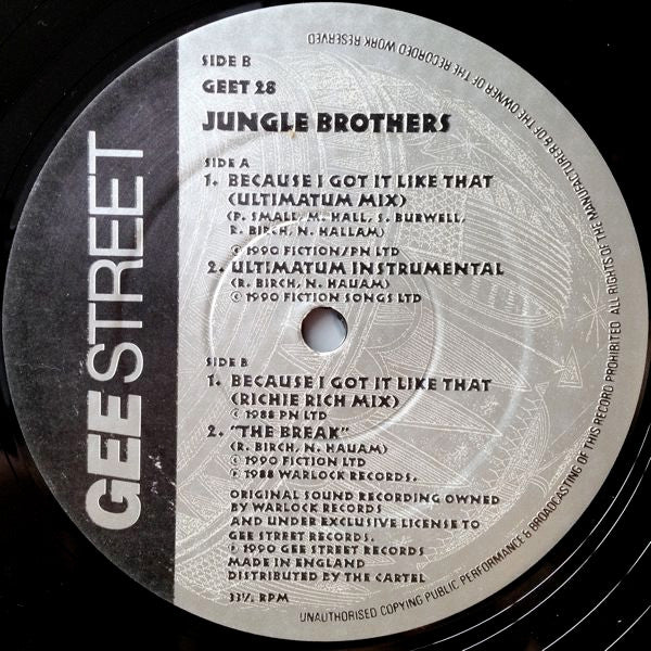 Jungle Brothers : Because I Got It Like That (The Ultimatum Reconstruction) (12", Single)