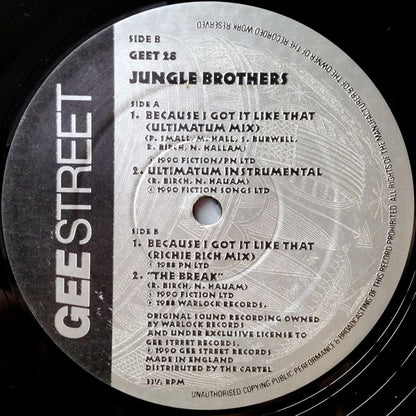 Jungle Brothers : Because I Got It Like That (The Ultimatum Reconstruction) (12", Single)