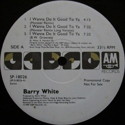 Barry White : I Wanna Do It Good To Ya (12", Promo)
