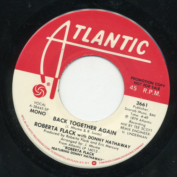 Roberta Flack With Donny Hathaway : Back Together Again (7", Single, Mono, Promo)