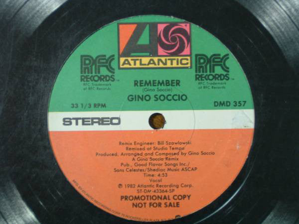 Gino Soccio : Remember (12", Promo)