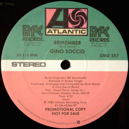 Gino Soccio : Remember (12", Promo)