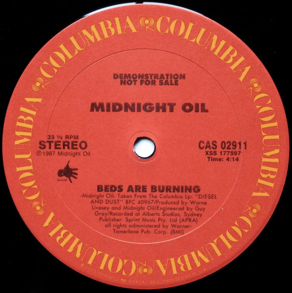 Midnight Oil : Beds Are Burning (12", Promo)