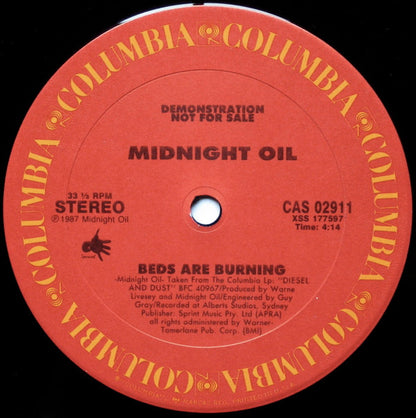Midnight Oil : Beds Are Burning (12", Promo)