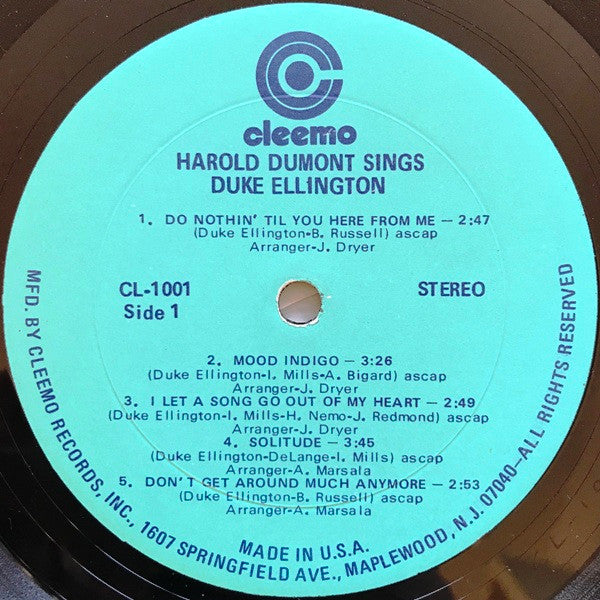 Harold Dumont : Harold Dumont Sings Duke Ellington (LP, Album)