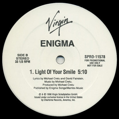 Enigma : Beyond The Invisible / Light Of Your Smile (12", Promo)