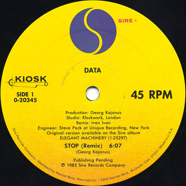 Data (2) : Stop (Remix) / Blow (Remix) (12", Maxi)