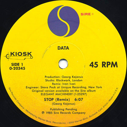 Data (2) : Stop (Remix) / Blow (Remix) (12", Maxi)
