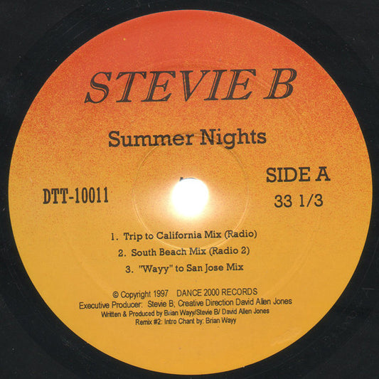 Stevie B : Summer Nights (12", Maxi)