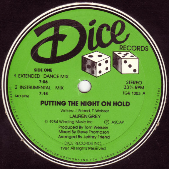 Lauren Grey : Putting The Night On Hold (Extended Dance Mix) (12")