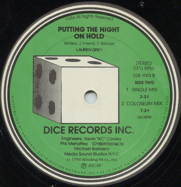 Lauren Grey : Putting The Night On Hold (Extended Dance Mix) (12")