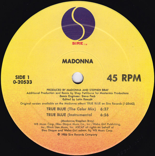 Madonna : True Blue (12", Maxi, SRC)