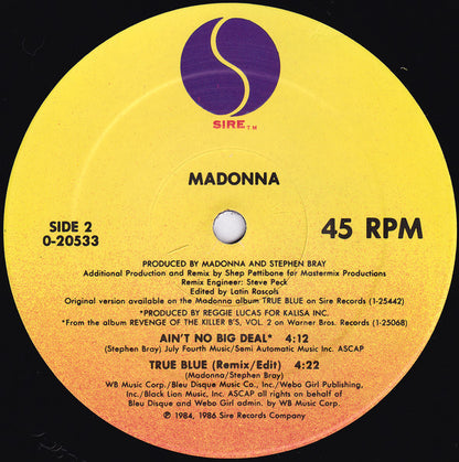Madonna : True Blue (12", Maxi, SRC)