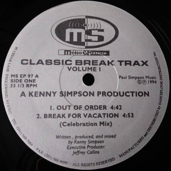 Kenny Simpson : Classic Break Trax Volume One (12")