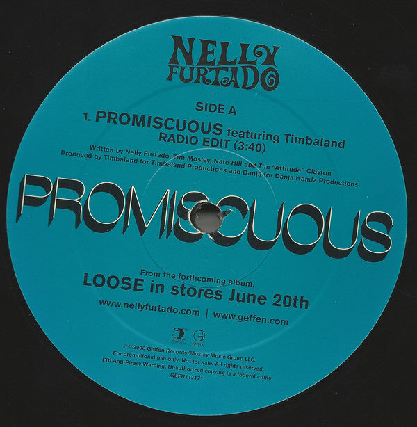 Nelly Furtado Featuring Timbaland : Promiscuous (12", Promo)