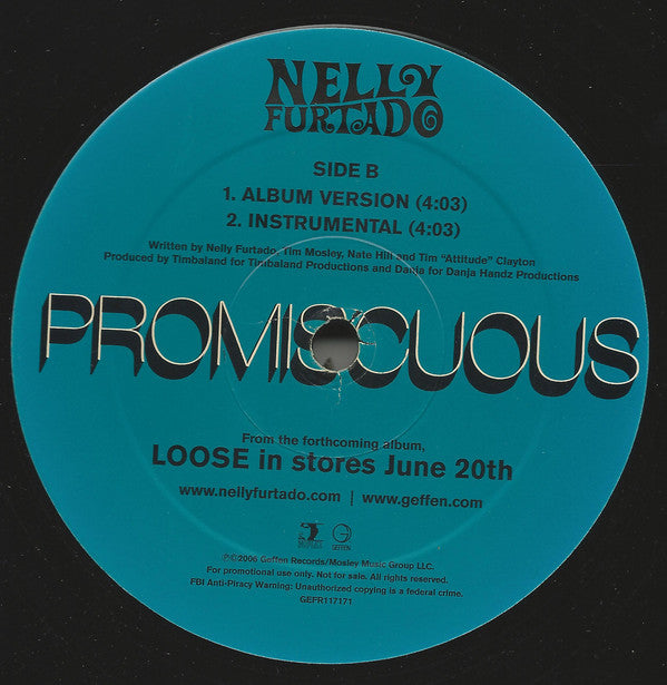 Nelly Furtado Featuring Timbaland : Promiscuous (12", Promo)
