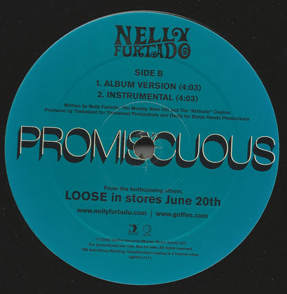 Nelly Furtado Featuring Timbaland : Promiscuous (12", Promo)