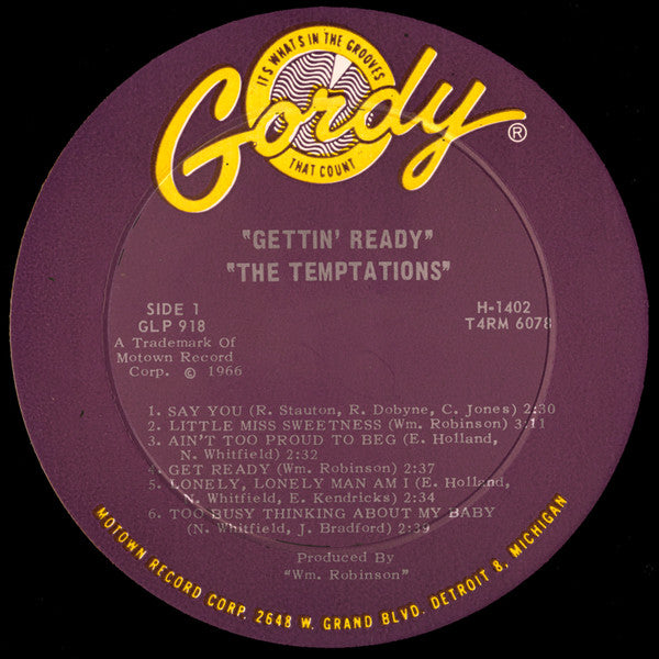 The Temptations : Gettin' Ready (LP, Album, Mono, Roc)