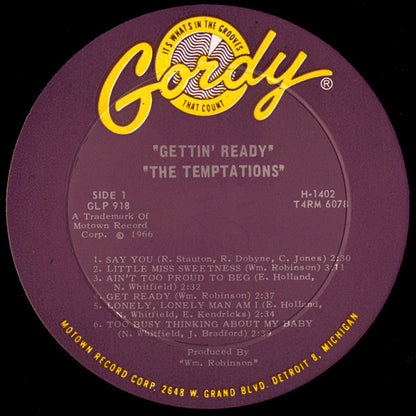 The Temptations : Gettin' Ready (LP, Album, Mono, Roc)