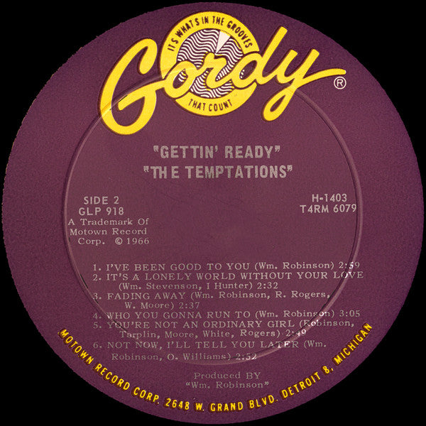 The Temptations : Gettin' Ready (LP, Album, Mono, Roc)