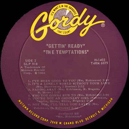 The Temptations : Gettin' Ready (LP, Album, Mono, Roc)