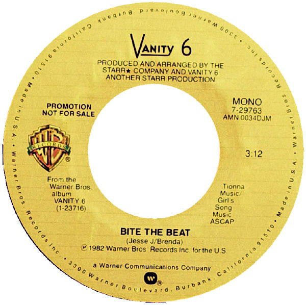 Vanity 6 : Bite The Beat (7", Single, Promo)
