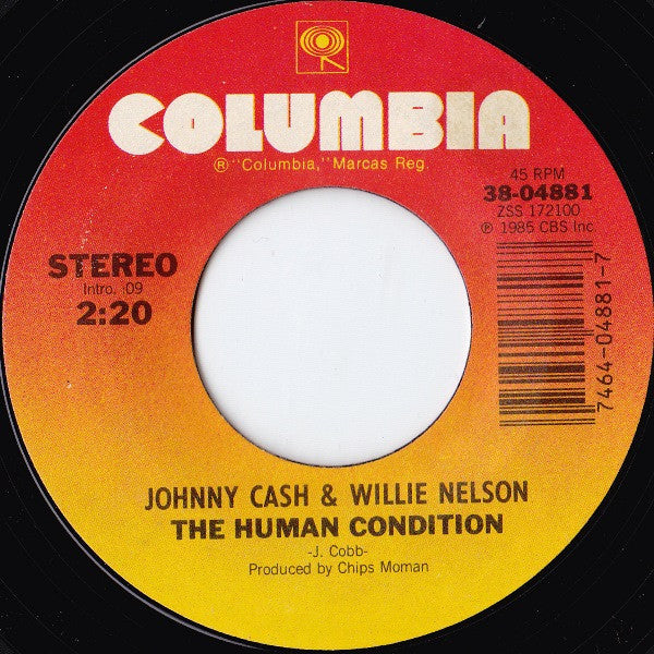 Waylon Jennings, Willie Nelson, Johnny Cash, Kris Kristofferson / Johnny Cash & Willie Nelson : Highwayman / The Human Condition (7", Single, Styrene, Pit)