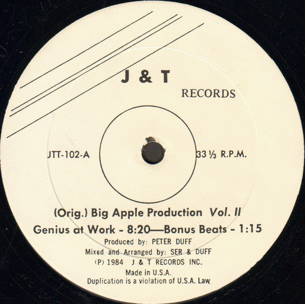 Various : (Orig.) Big Apple Production Vol. II (12", P/Mixed, Unofficial)