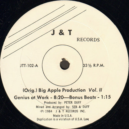 Various : (Orig.) Big Apple Production Vol. II (12", P/Mixed, Unofficial)