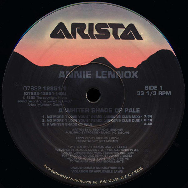 Annie Lennox : A Whiter Shade Of Pale / No More "I Love You's" (12")