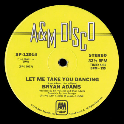 Bryan Adams : Let Me Take You Dancing (12")