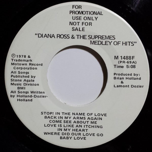 The Supremes : Medley Of Hits (7", Single, Promo)