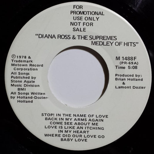 The Supremes : Medley Of Hits (7", Single, Promo)