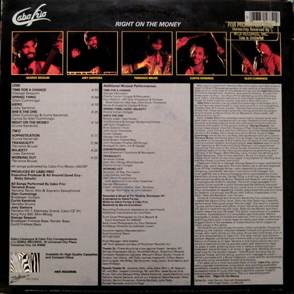 Cabo Frio : Right On The Money (LP, Album)