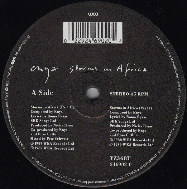 Enya : Storms In Africa (12", Single)