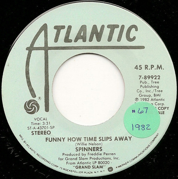 Spinners : Funny How Time Slips Away (7", Single, Mono, Promo)