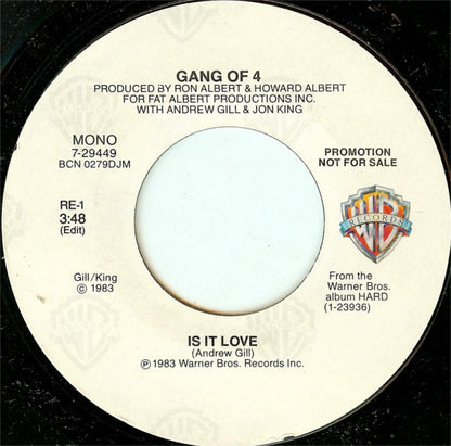 Gang Of 4* : Is It Love (7", Mono, Promo)