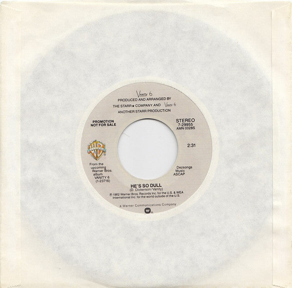 Vanity 6 : He's So Dull (7", Mono, Promo)