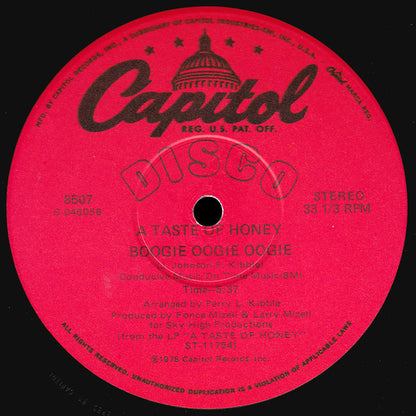 A Taste Of Honey : Boogie Oogie Oogie / Disco Dancin' (12")