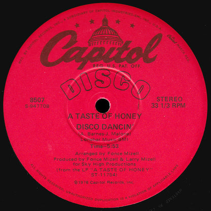 A Taste Of Honey : Boogie Oogie Oogie / Disco Dancin' (12")