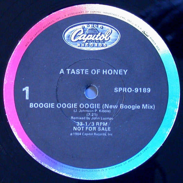 A Taste Of Honey : Boogie Oogie Oogie (Special New Extended Remix) (12", Promo)