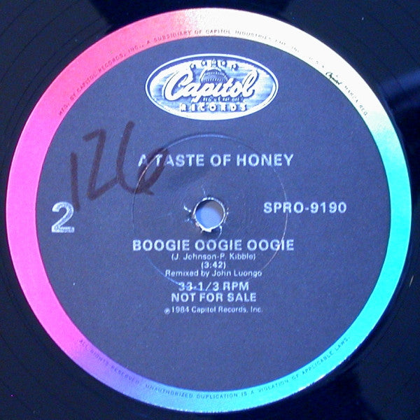 A Taste Of Honey : Boogie Oogie Oogie (Special New Extended Remix) (12", Promo)