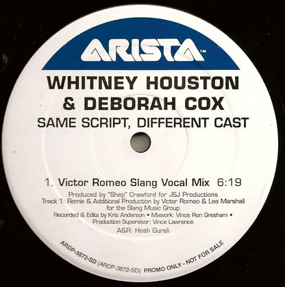 Whitney Houston & Deborah Cox : Same Script, Different Cast (2x12", Promo)